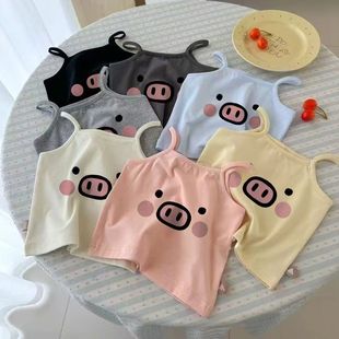 Modal Camisole Top Girls Vest Summer Cartoon New Print Thin Baby Sleeveless Kidsren's Baby Fashion