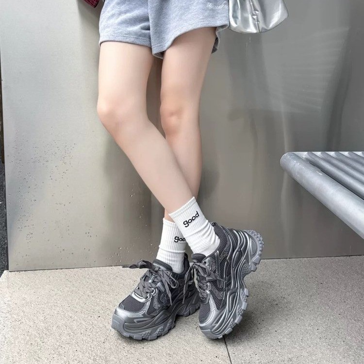 2025新款小个子增高6cm复古松糕底休闲运动鞋女欧货做旧休闲潮鞋|undefined