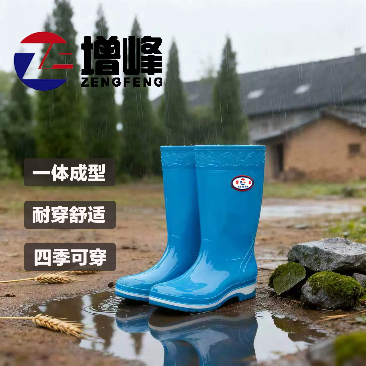 雨靴女中筒防水雨鞋橡胶鞋保暖水靴防滑耐磨厨房中邦雨靴女款批发