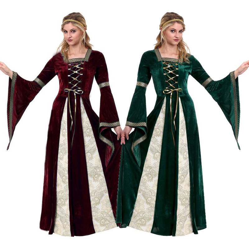 Foreign Trade Halloween Costume Cos Renaissance Long Dress Medieval Court Queen Princess Cosplay Costume Wholesale