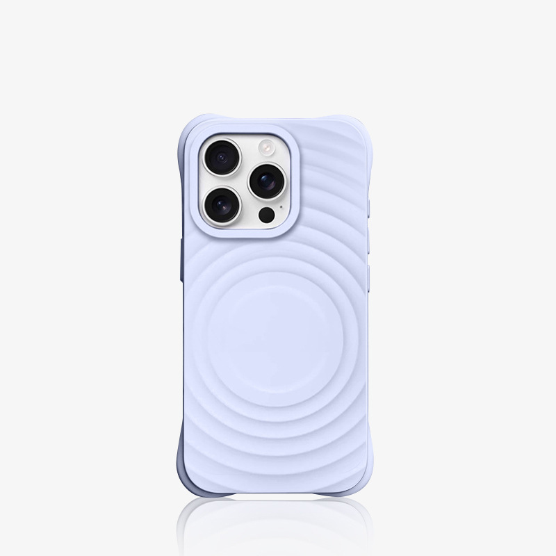 趙魯思と同じスタイルのiPhone17ProMax用ケース、波紋磁気吸着液体シリコン製、Apple 16対応、耐衝撃|undefined