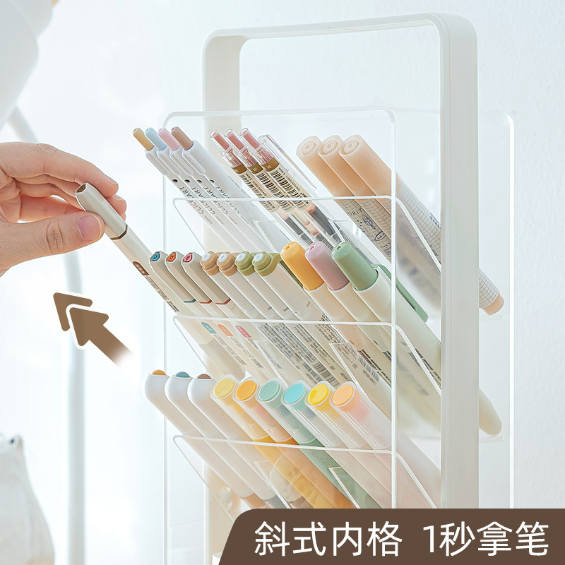 創意的な斜め挿し式の筆立ての取っ手は箱の事務室の学生のデスクトップの大容量の筆桶の子供の筆箱の筆立てを収納します。