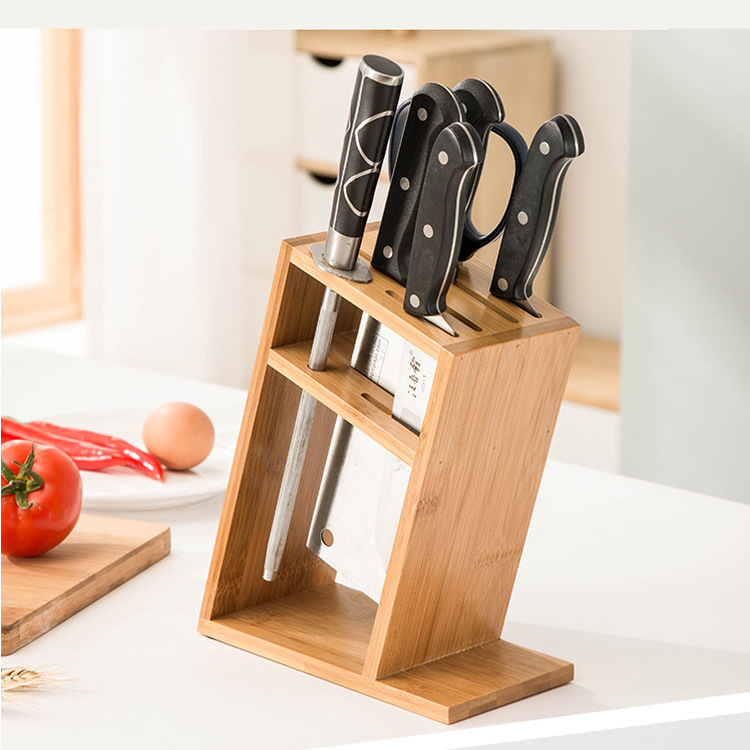 NAN Bamboo cuchillo de mesa de cocina cuchillo de verduras casero palillos jaula cuchillo de almacenamiento rack multifuncional cuchillo de inserción rack