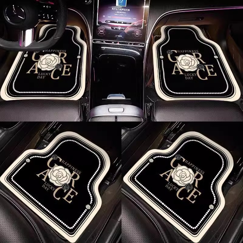 Four-Piece Set of Car Floor Mats, Universal Car Floor Mats, Single-Piece Anti-Slip and Wear-Resistant Foot Mats for the Main Driver, Easy to Clean Car Mats