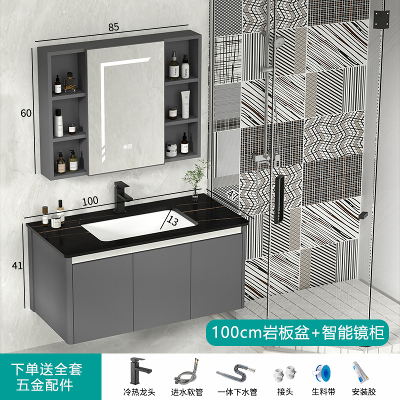 gabinete de baño inteligente combinación espacio aluminio lavabo cerámica integral lavabo