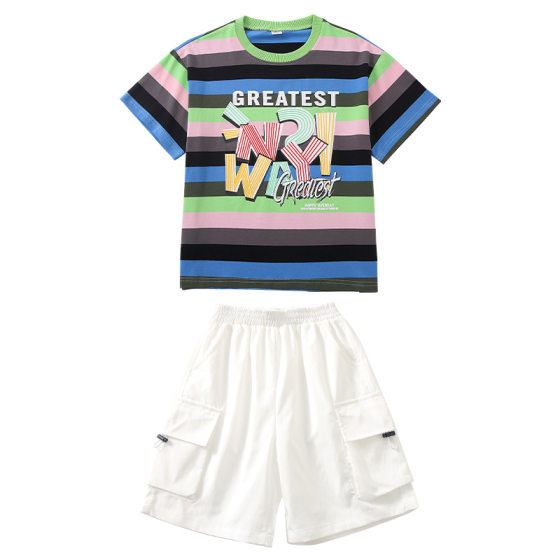 Children's June 1 Children's Street Dance Dress Children's Street Striped Hip Hop suit Boys' Drums Girls' Jazz Dress