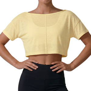 AYM041932 Summer New Style Yoga Short-Sleeved Women's Outdoor Running Sports T-Shirt Quick-Drying Pilates Fitness Top Aoyema wholesale