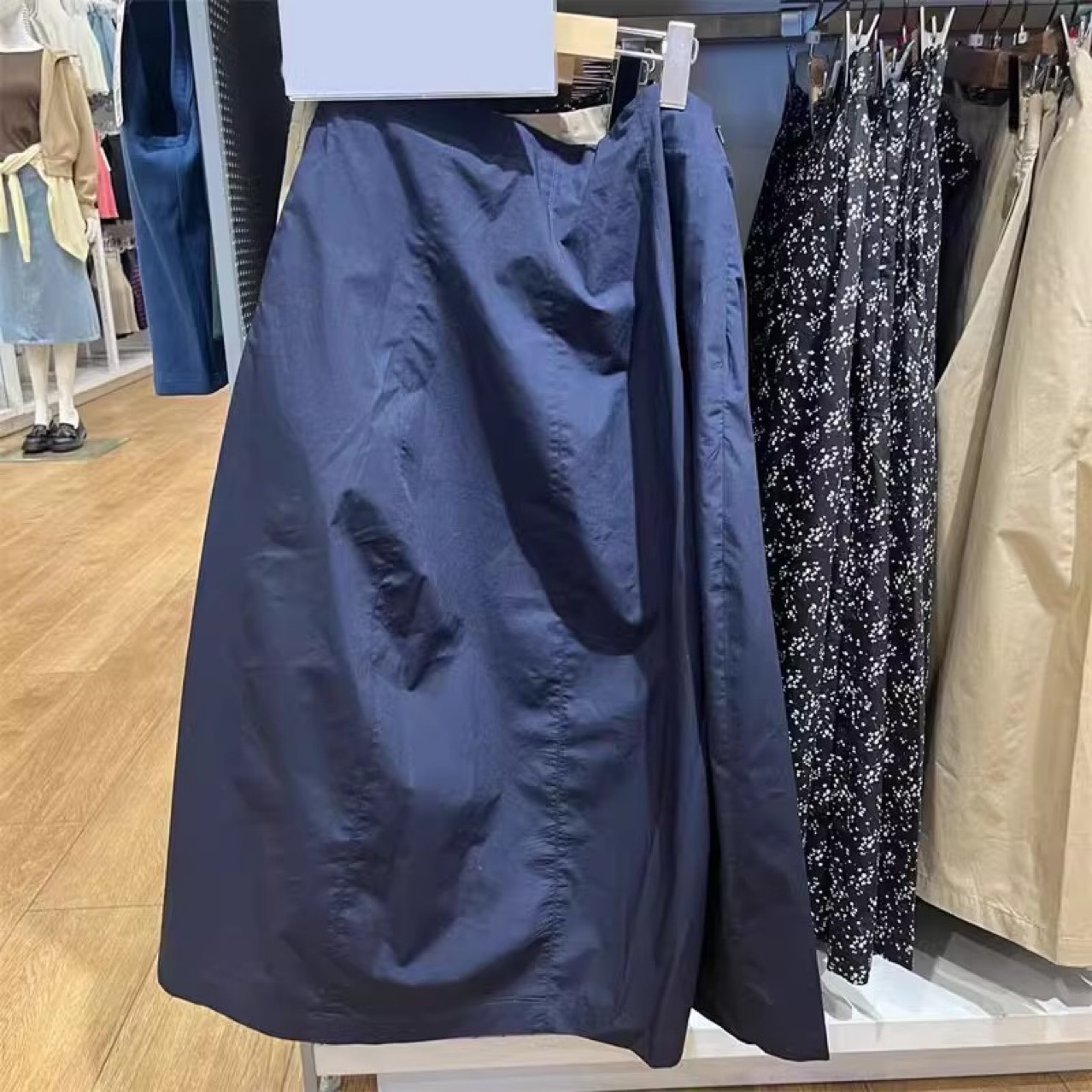 URAZ Women Cotton Cocoon Long Dress Casual Slimming Skirt Cotton Blended Long Skirt 476319/474956