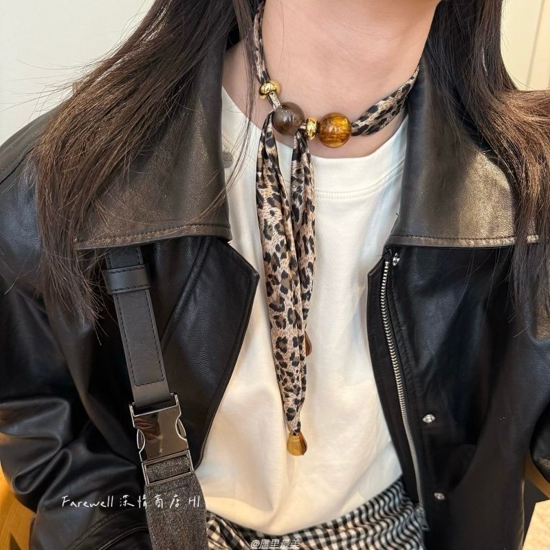 多种戴法~2025新款豹纹丝巾项链女轻奢小众设计感高级感颈链百搭|undefined