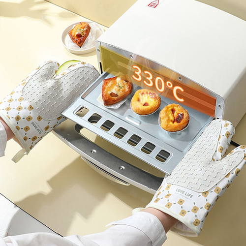 Kitchen anti-scalding gloves wholesale thickened microwave oven silicone non-slip high temperature resistant baking baking insulation gloves