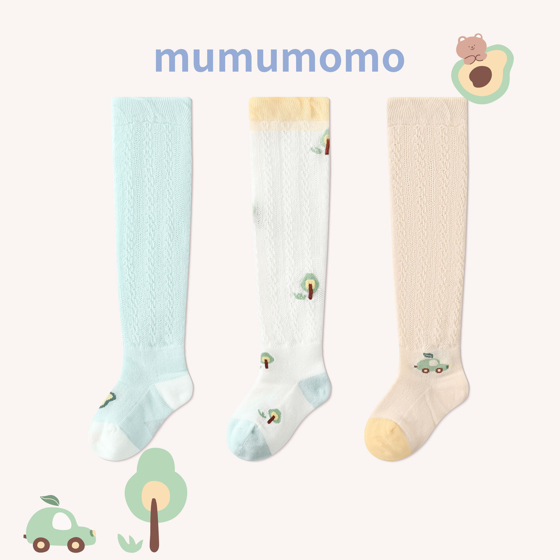 Primavera y verano nuevo bebé anti-mosquito calcetines malla hueco-hacia fuera largo bebé calcetines puro algodón rosa niñas recién nacido Calcetines