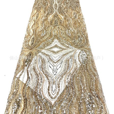 Fabricante nuevo estilo francés Europa y América tela bordada de perlas Gaoding cena de ropa de mujer falda tela comercio exterior transfronterizo al por mayor image 3
