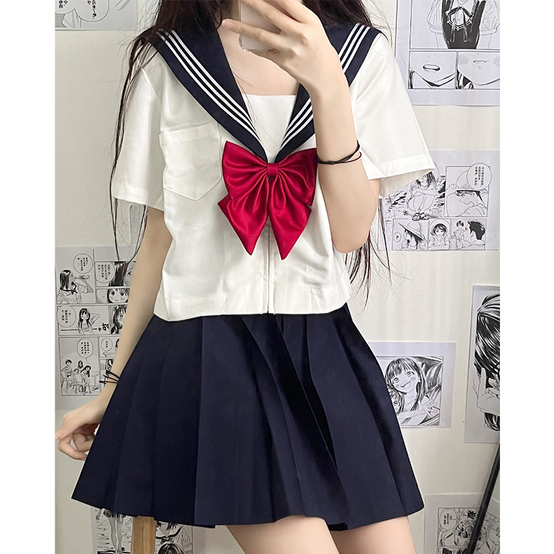 White sanben Japanese style autumn and winter JK student uniform school uniform class uniform short sleeve British navy style suit women sailor suit
