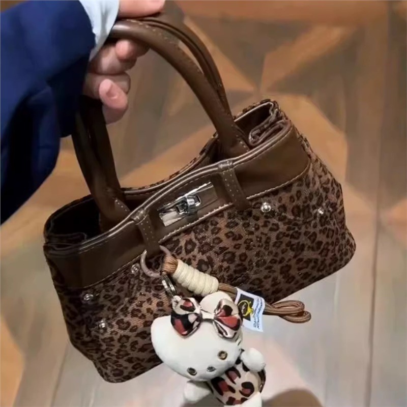 스파이스 걸스 레오파드 무늬 켈리 백 여성 인기 통근 핸드백 올해 패션 하이 엔드 휴대용 크로스 바디 백