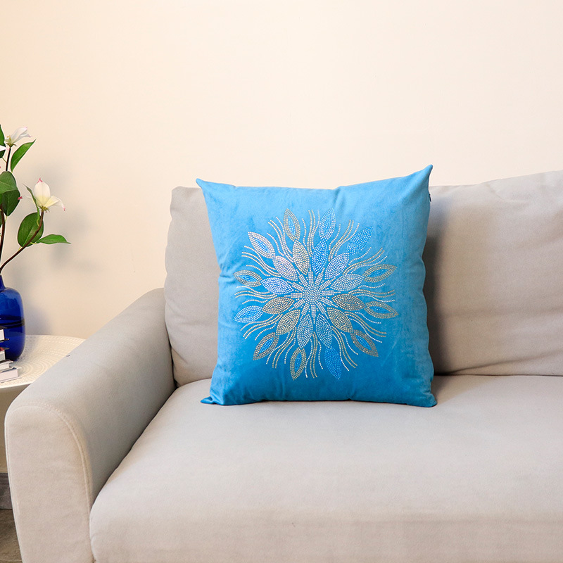 Moderno semplice colore olandese velluto strass fiore federa decorazione della casa modello camera divano cuscino fodera all'ingrosso_voghion.com