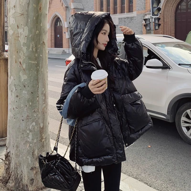 牛仔撞色拼接小众设计感黑色棉服女冬季2024新款韩系超好看外套