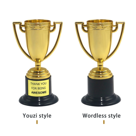 Cross-border Gold Label Awards Trophy Kidsren's Plastic Small Trophy Mini Kindergarten Competition Reward Toys Wholesale