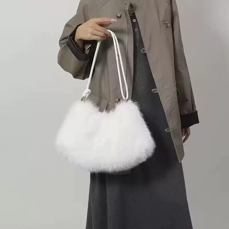 秋冬新款包包大容量女云朵包毛绒单肩腋下包百搭托特包时尚手提包|undefined
