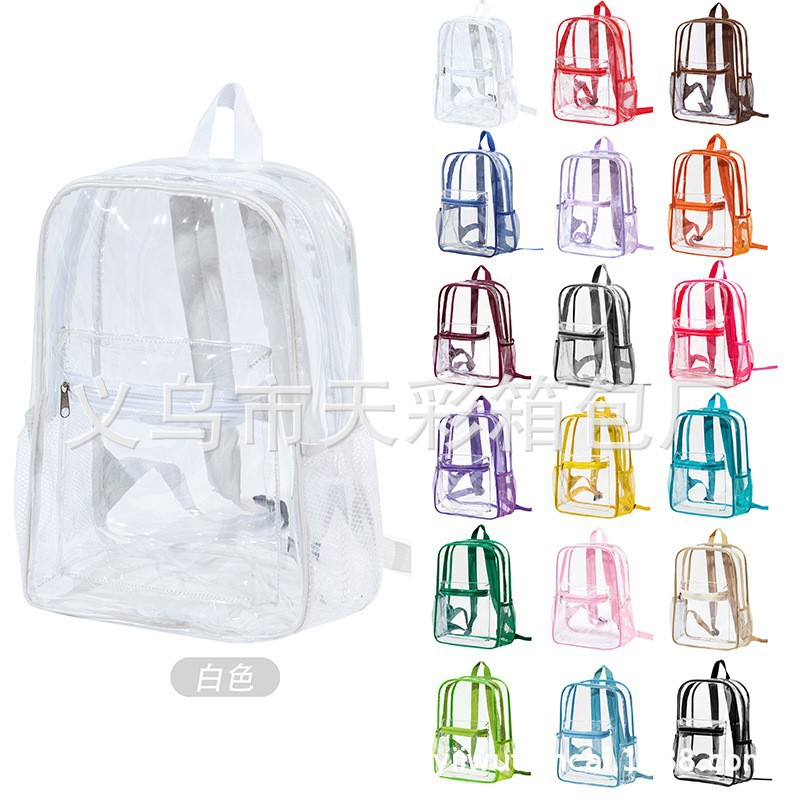 越境アマゾン透明バックパック防水PVC収納大容量学生用バッグ男女兼用バックパックゼリーバッグ