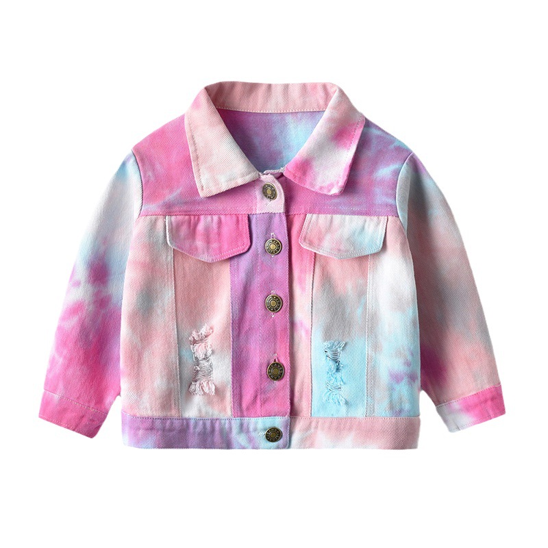 Pantalones largos, tops para niños, solapa, botonadura simple, manga larga, chaqueta de mezclilla teñida anudada, comercio exterior, camisa casual de todo fósforo