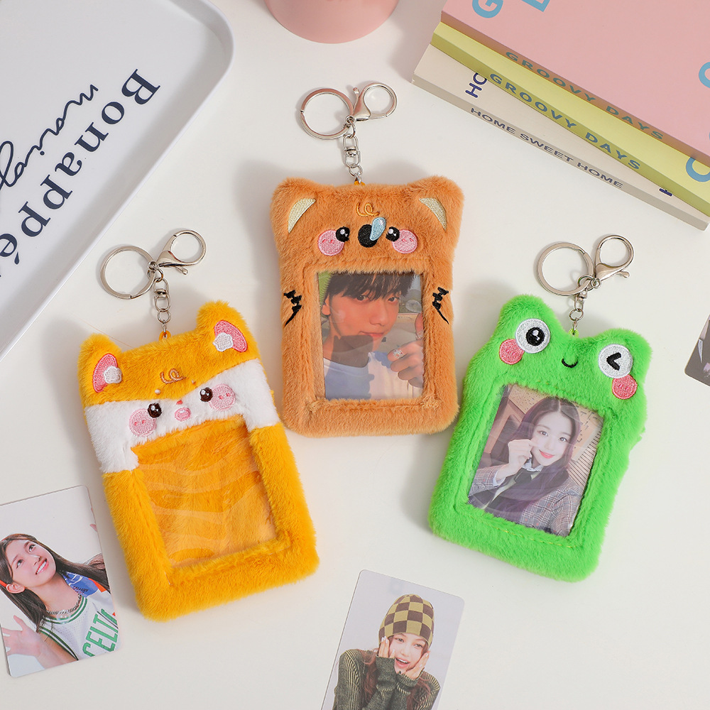 Original Cartoon Plush Card Holder Korean Style Girl Star-chasing Mini Truck Display Card Holder Cute Student Three-inch Photo Pendant display picture 1