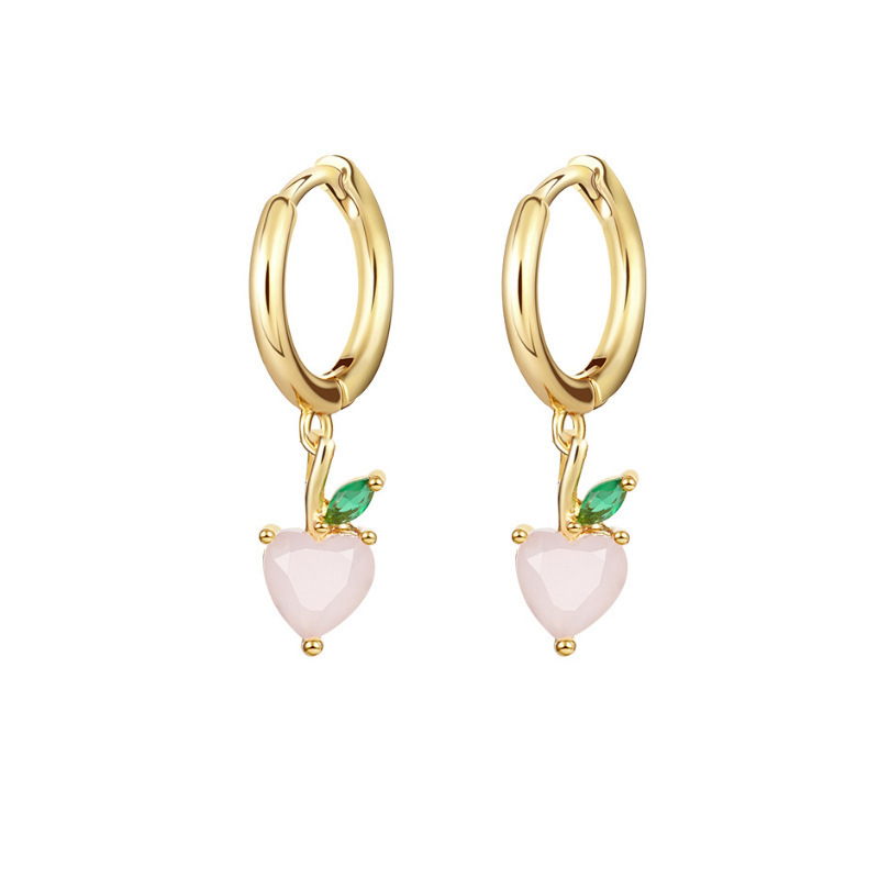 피치 지르콘 귀걸이 [골드]