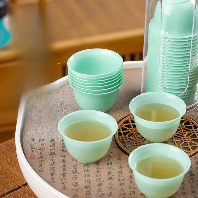 New disposable imitation jade tea cups are convenient and quick to use, disposable after use, new anti-scald design suitable for both hot and cold beverages, clean and hygienic