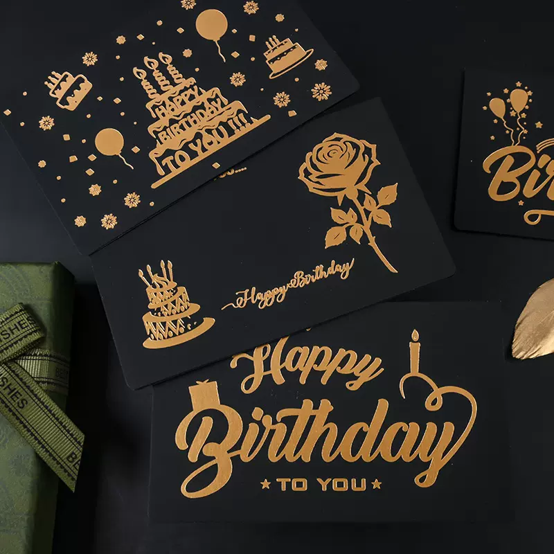网红简约黑色英文小卡片生日祝福贺卡手工手写DIY礼物礼品装饰卡