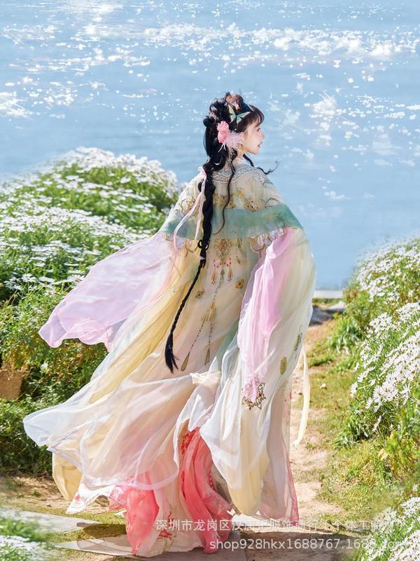 原创汉服女《春晓》新品唐制齐胸襦裙绣花大袖衫春夏款套装|undefined