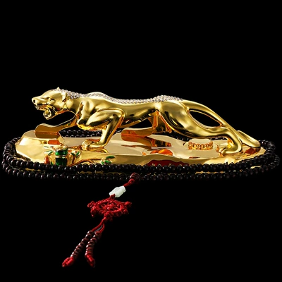 decoration, Car ornaments - 21cm-alloy-base-diamond-leopard-216-wooden-beads
