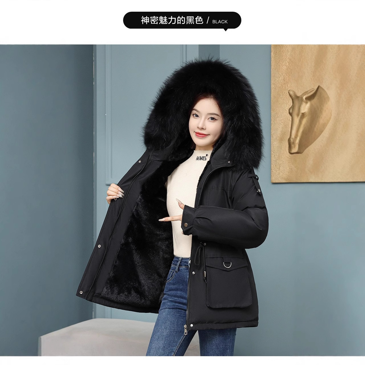 派克服棉衣反季2023新款羽绒棉服女中长款韩版宽松大码棉袄外套潮