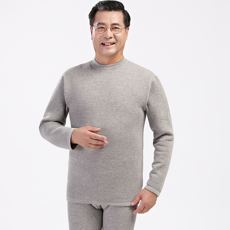 Ropa interior térmica de mediana edad y edad avanzada gruesa a prueba de invierno forrada de lana engrosada de la madre más tamaño ropa de otoño traje de pantalones largos