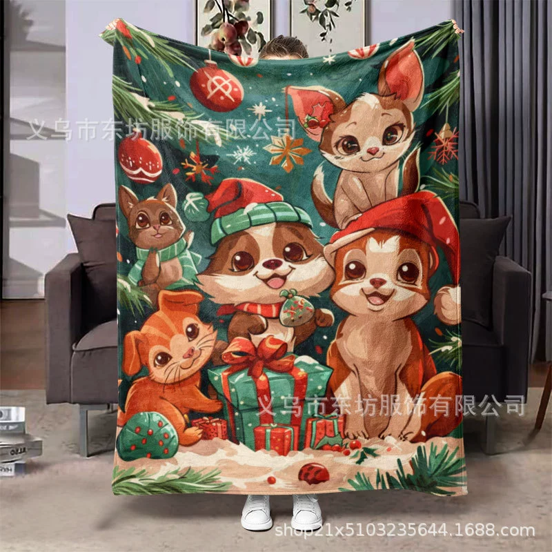 Рождественские креативные теплые милые маленькие животные мягкие фланелевые одеяла праздничный подарок