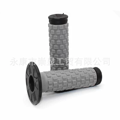 Soft Rubber Handlebar Grips, Motorcycle Handle Cover - pro-two-color-glue-grey-and-black