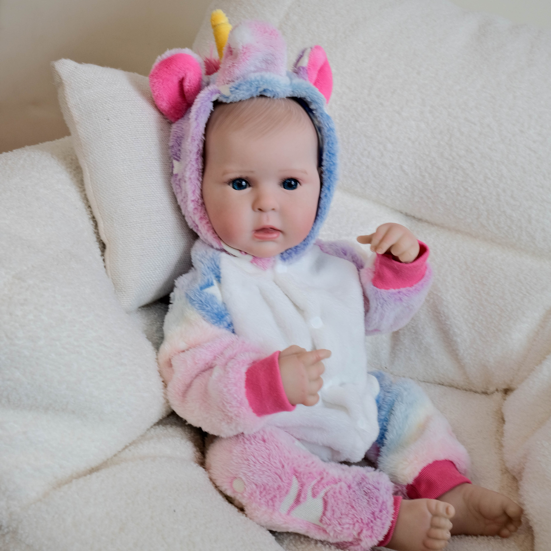 Mono de unicornio de 19 pulgadas Muñeca de renacimiento de simulación Ward para que los niños acompañen regalos de cumpleaños navideños