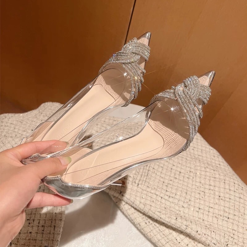 Absolutely Amazing ~ Really Beautiful! Sparkling Rhinestone Elegant Pointed Toe Sexy High-Heeled Sandals