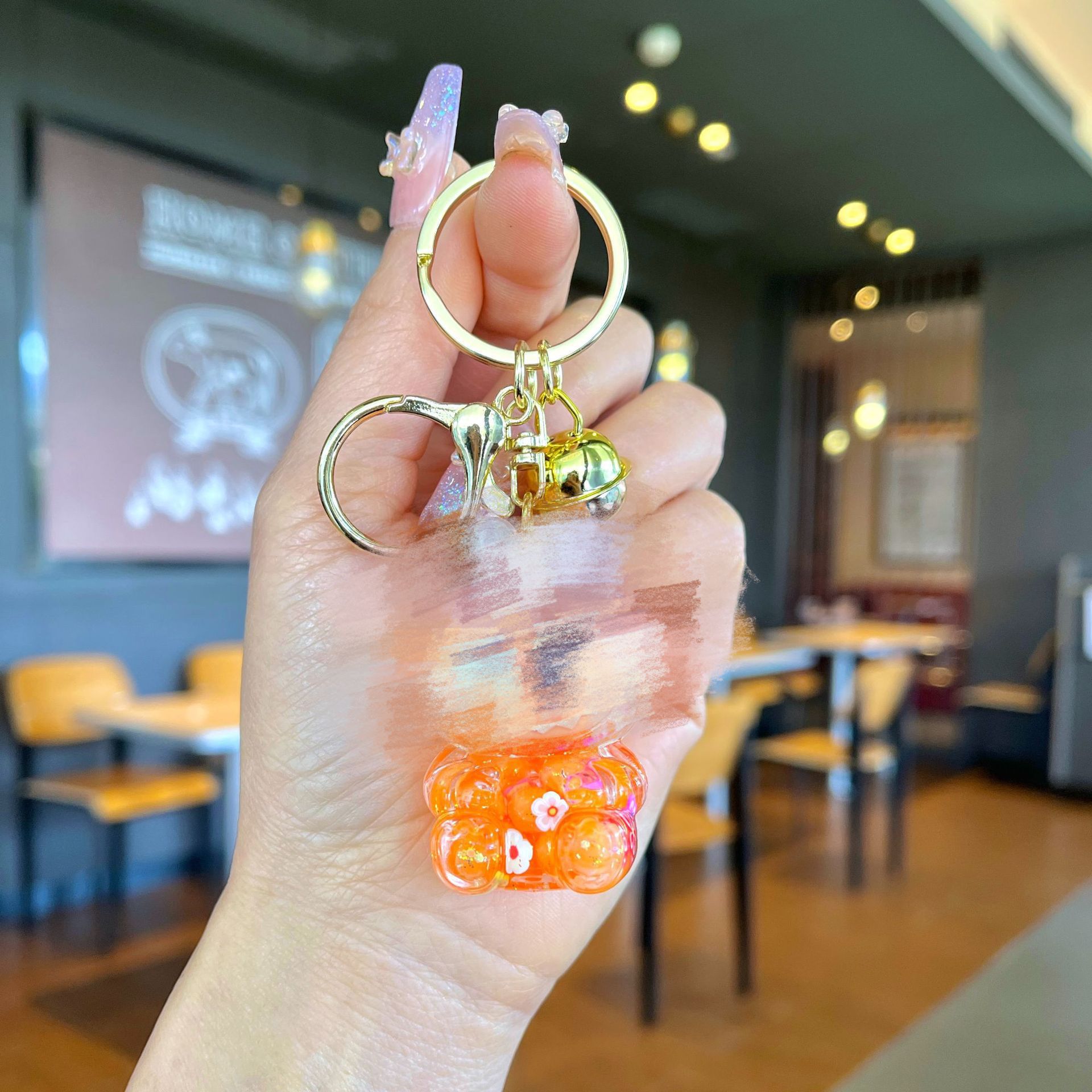 골드 하드웨어 [오렌지] 야광 버블 비즈 작은 천 천