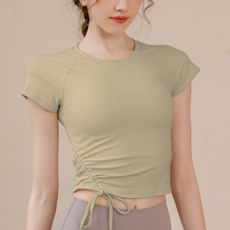 プラティのヨガの上着のフィットネスの服の女性の新型の専門の通気性の速乾のランニングのtシャツの半袖の運動のタイツ|undefined
