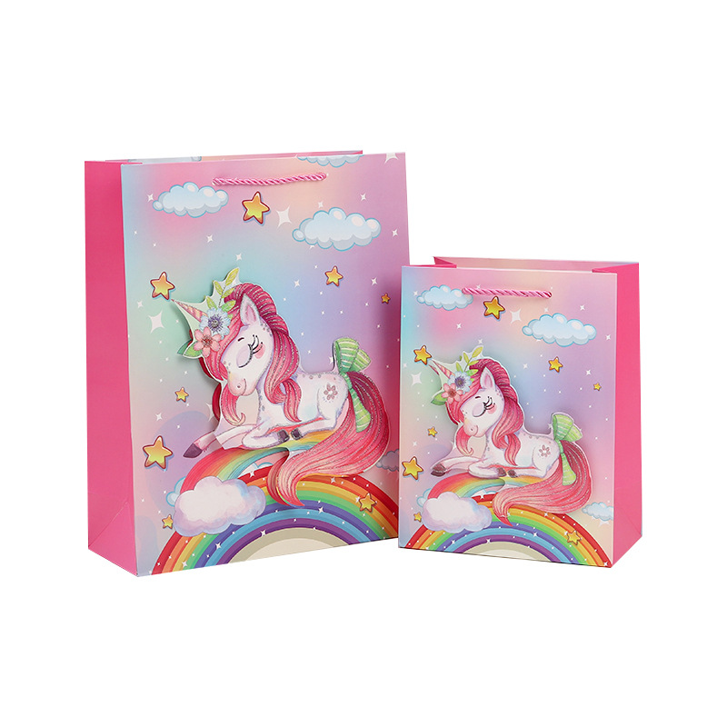 Nueva serie de dibujos animados bolsas de regalo 3D comercio exterior transfronterizo bolsa de tarjeta blanca supermercado tienda de regalos bolsa de papel al por mayor