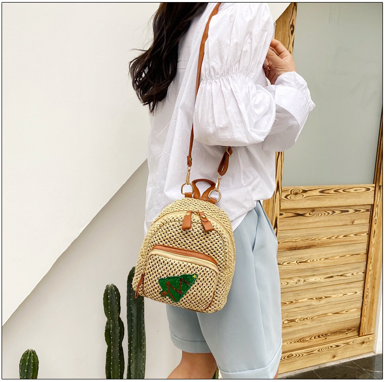 Koreanische Stroh Gewebte Tasche Mode Gewebte Ananas Rucksack display picture 10