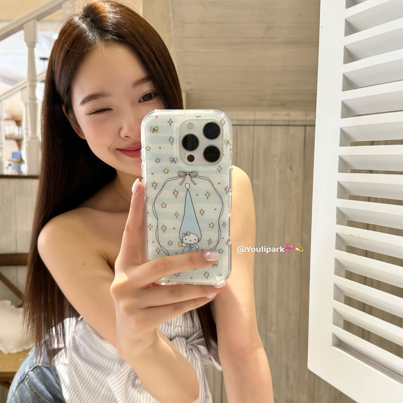 Yuri Park ins かわいい甘い女の子 スターリボン猫 15 16pro Apple 16ProMax に適しています|undefined
