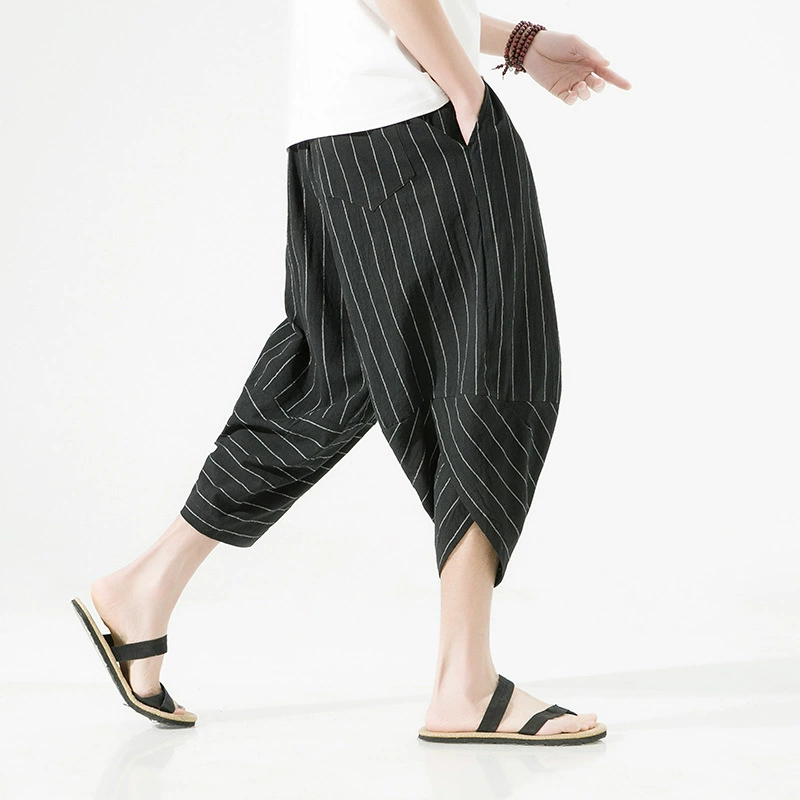 Summer Japanese trend trousers, cotton and linen, Chinese style, oversize