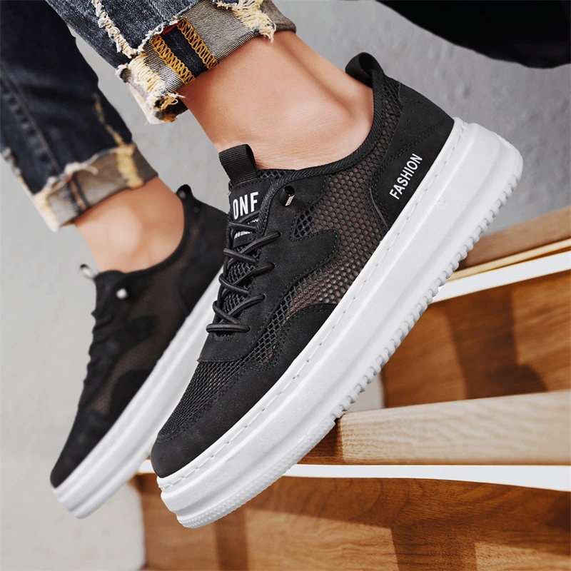 Кроссовки с толстой подошвой и сетчатым верхом, летняя новинка 2025 года, низкие повседневные кроссовки для мальчиков, модные мужские кроссовки в стиле Гонконга, стильная мужская обувь