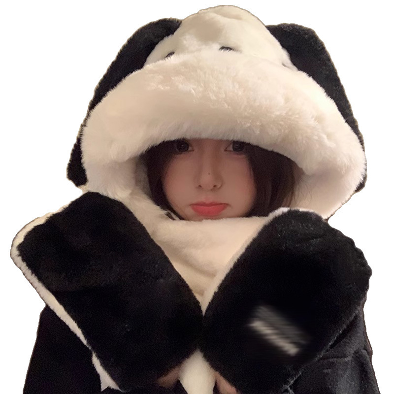 Sombreros de invierno adorable pacha cachorro peluche grueso bufandas guantes encapuchados calentamiento guante de tres piezas