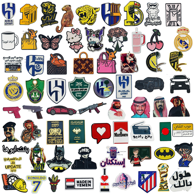 New Real Madrid, Barcelona, and Milan Football Creative Metal Phone Stickers, Hot-Selling Phone Stickers, Refrigerator Magnets, Trendy Accessories