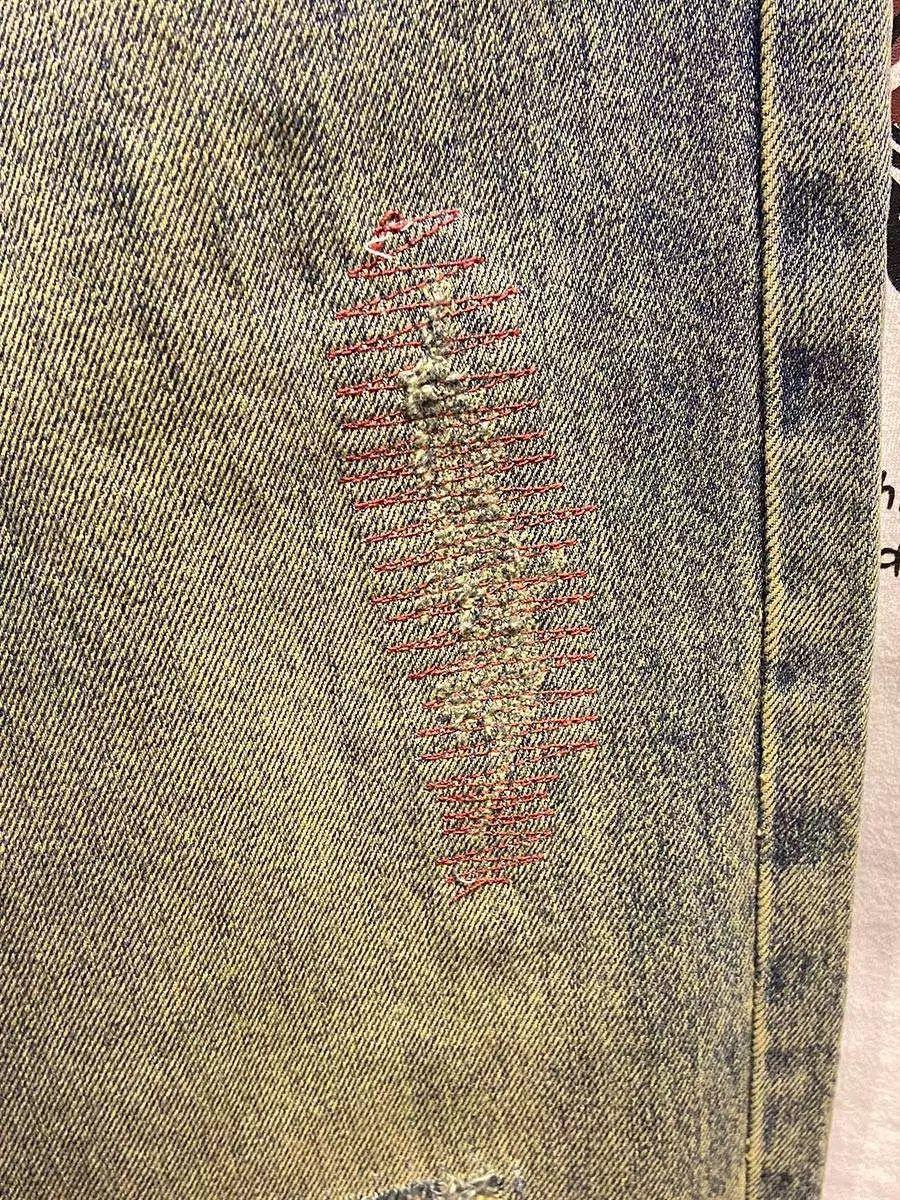 Men's Vintage Distressed Washed Ripped Jeans Loose Fit Slim Straight Leg Trendy American Style Trousers For Spring Autumn_mkmklike.com