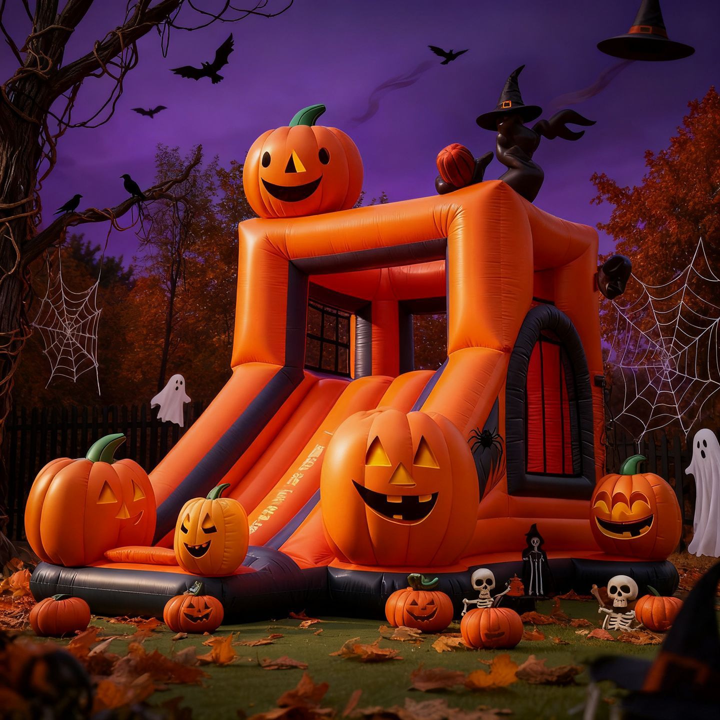 Temas de Halloween gran casa inflable rebotante comercial calabaza cama de salto decoración fiesta al aire libre castillo inflable
