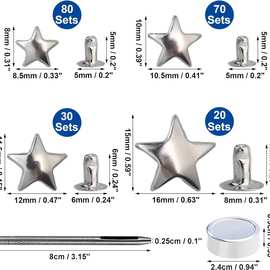 8mm 10mm 12mm 15mm单面五角星星铆钉纽扣装饰 DIY手工盒装跨境