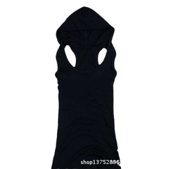 夏新款韓版原單糖果色純色連帽工字形棉質細螺紋無袖女士吊帶背心