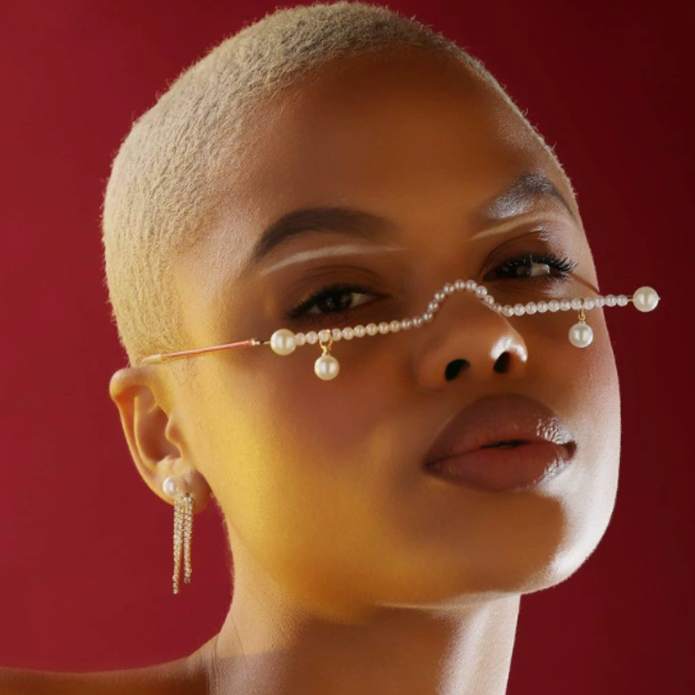 Лучшие продажи Amazon: стильная оправа для очков с жемчужным дизайном в европейском и американском стиле, аксессуар для сцены в стиле хип-хоп.